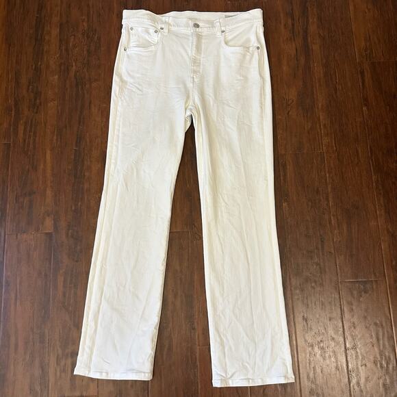 AYR The Pop Jeans White Denim Straight Leg Stretch Y2K Minimalist